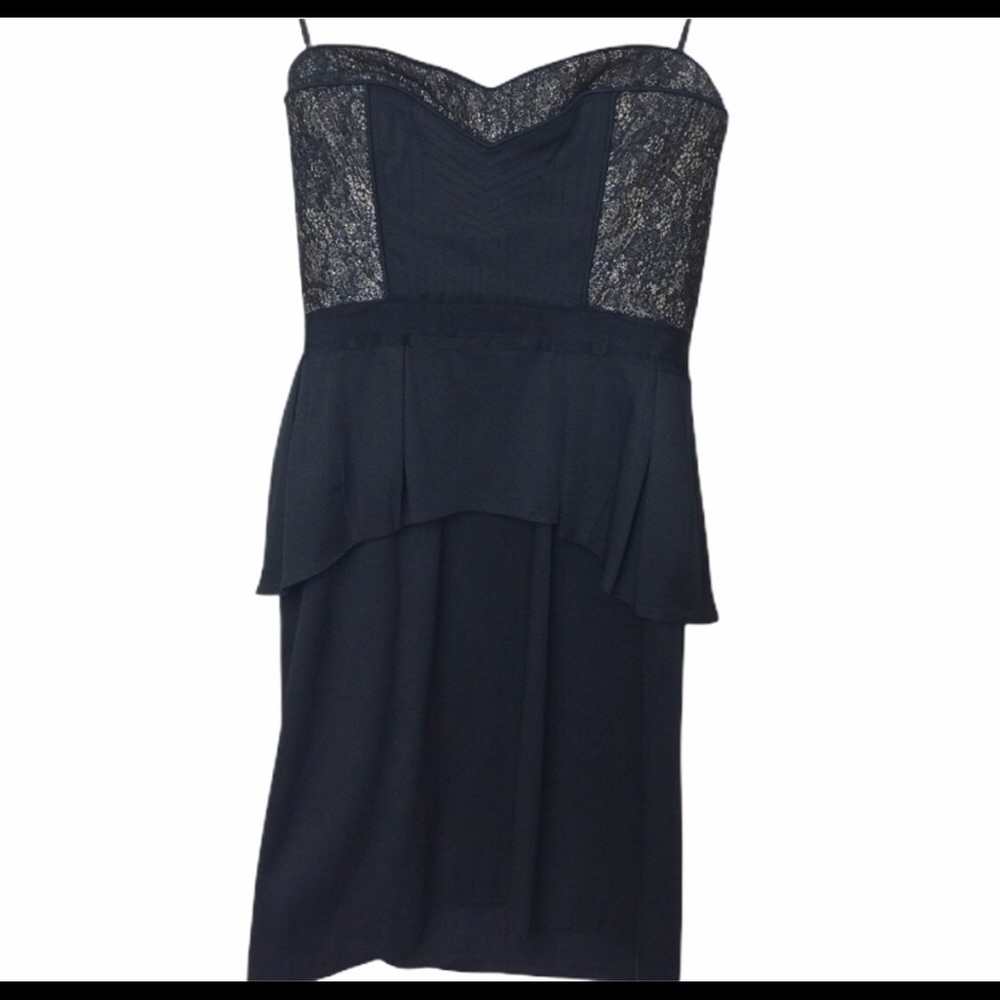 BCBG Maxazria lace bodice stretch peplum dress